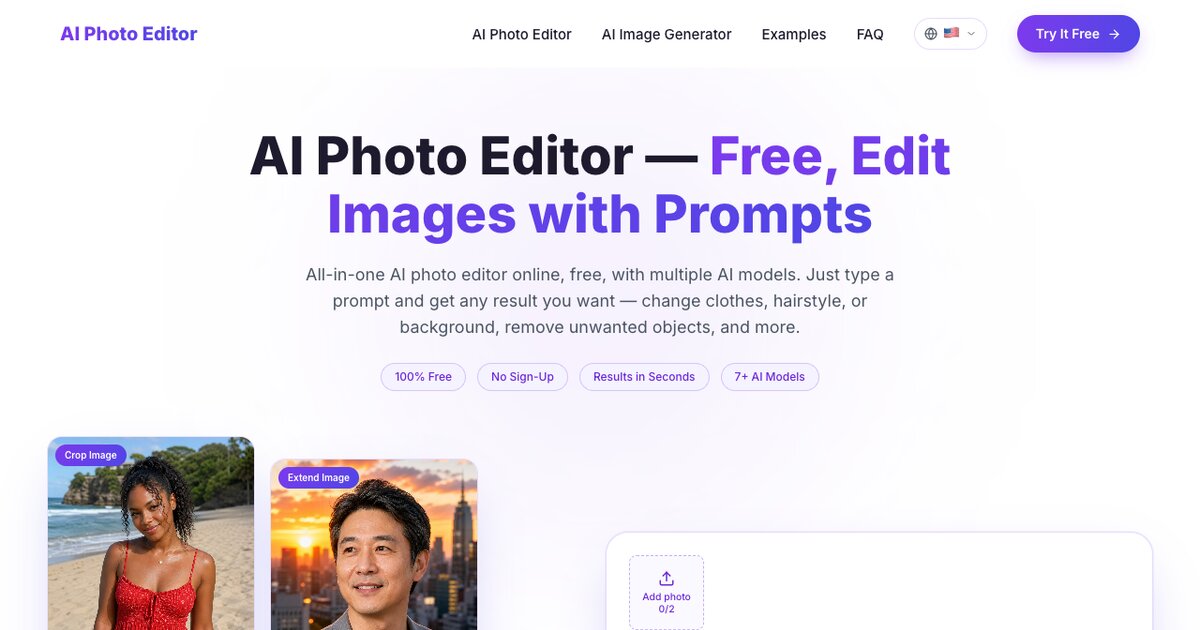 Editor de Fotos IA Gratis - Edita con Prompts, Sin Registro
